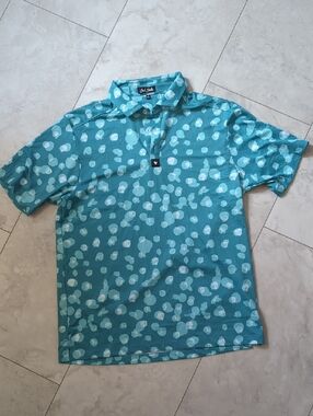 Men's Bad Birdie Teal Dot-Print Polo Shirt